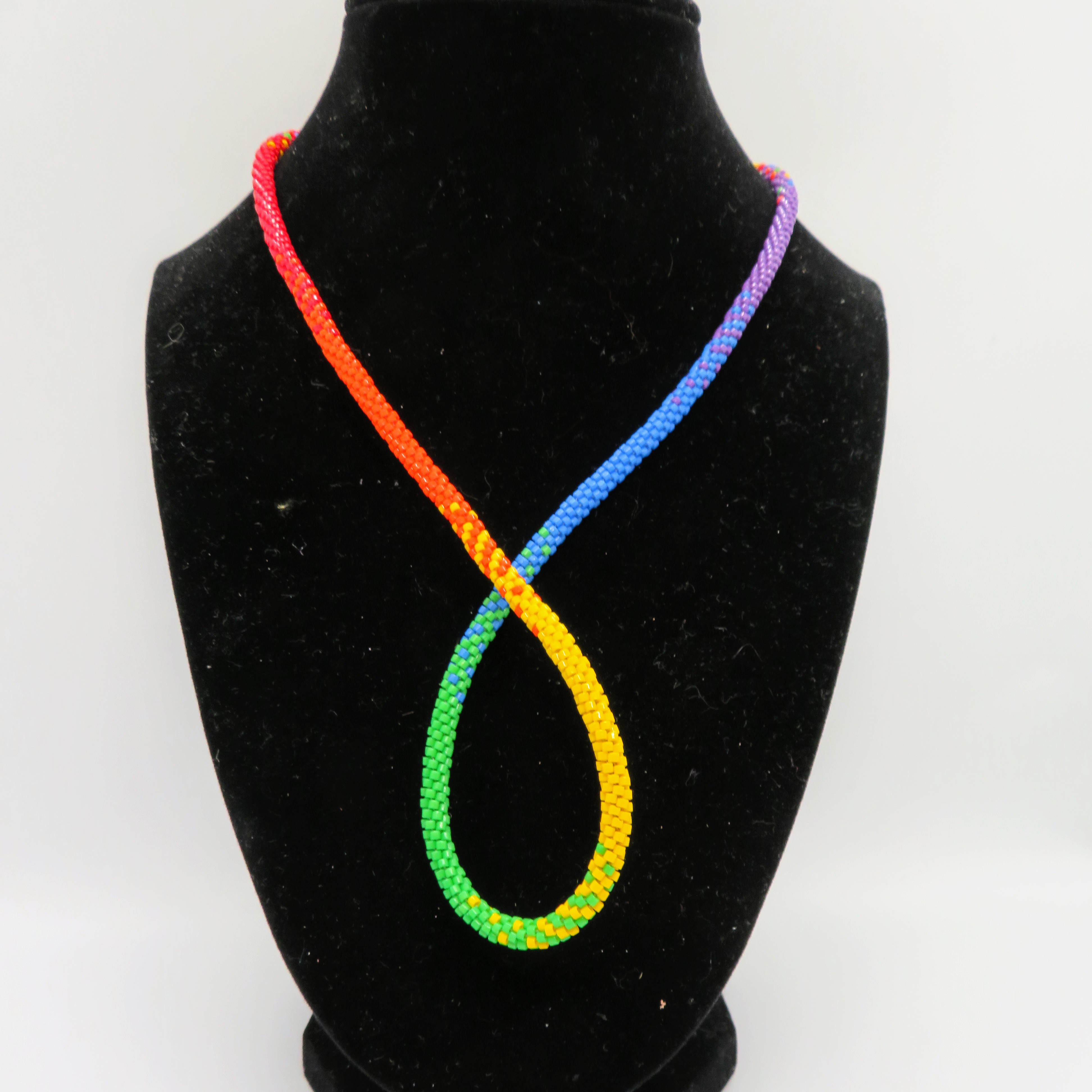 beaded rainbow necklace (kumihimo)